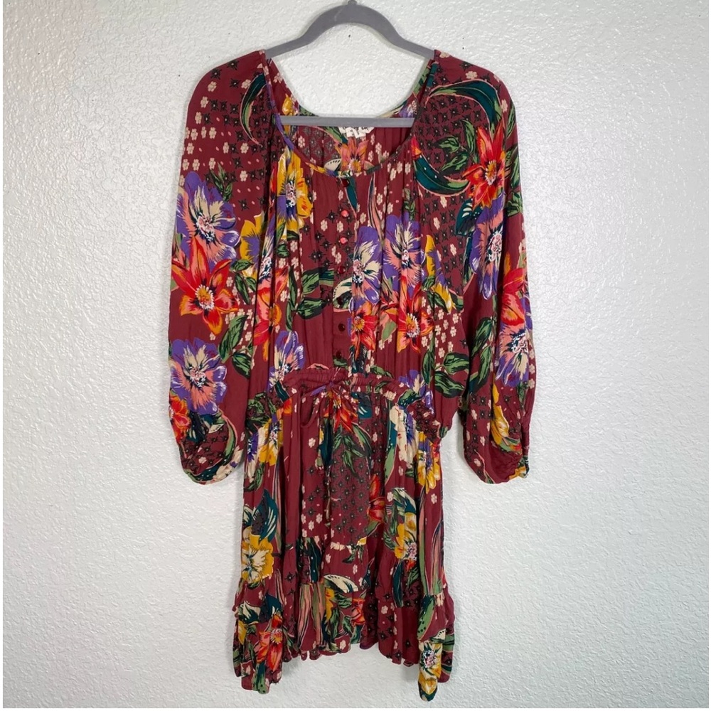 Gypsy Love Floral Tiered Boho Summer Flowy Sundress w/ Tie Waistband
